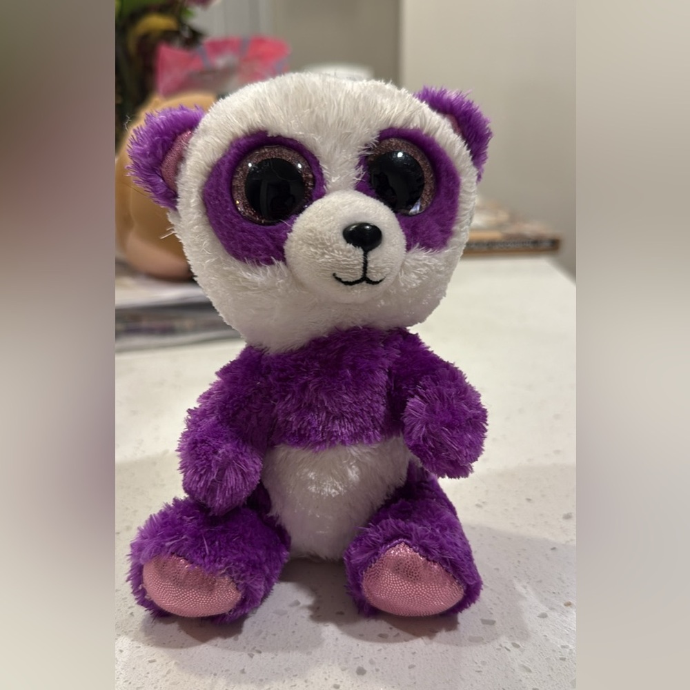 TY Beanie Boos -Boom Boom the Purple Panda (Glitter Eyes)